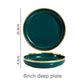 Ceramic Dinner Plates Dinnerware Set Dishes Luxury Green Food Dessert Plate Salad Soup Bowl Tableware Set for Restaurant Hotel