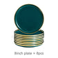 Ceramic Dinner Plates Dinnerware Set Dishes Luxury Green Food Dessert Plate Salad Soup Bowl Tableware Set for Restaurant Hotel