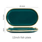 Ceramic Dinner Plates Dinnerware Set Dishes Luxury Green Food Dessert Plate Salad Soup Bowl Tableware Set for Restaurant Hotel