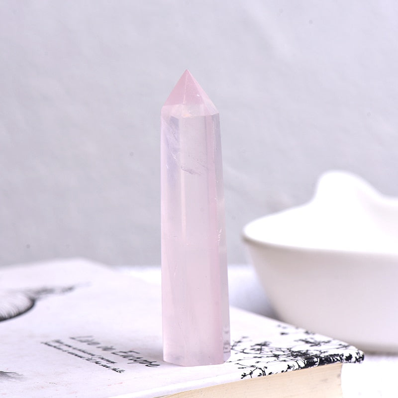 Hot Sale 1PC Natural Crystal Column Quartz Rock Mineral Specimen Crystal Point Quartz Rainbow Wand  Home Decor Reiki Healing Energy Stone