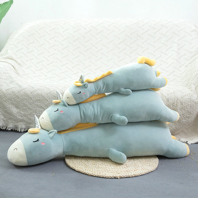 Unicorn Giant Soft toy  Stuffed Silver Horn Unicorn High Quality Sleeping Pillow Animal Bed Decor Cushion Throw Pillow