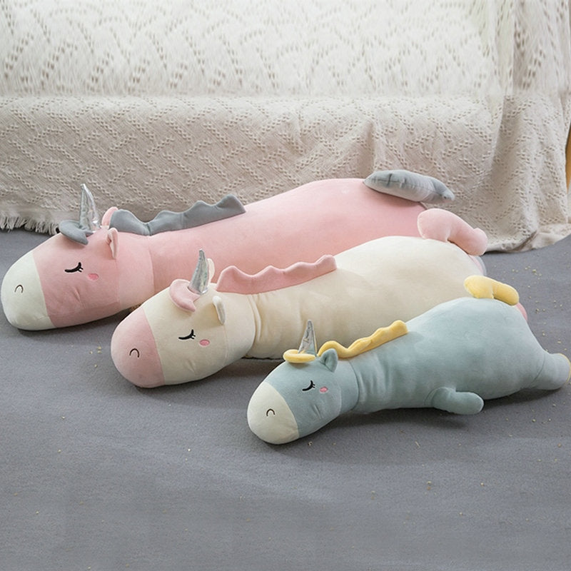 Unicorn Giant Soft toy  Stuffed Silver Horn Unicorn High Quality Sleeping Pillow Animal Bed Decor Cushion Throw Pillow