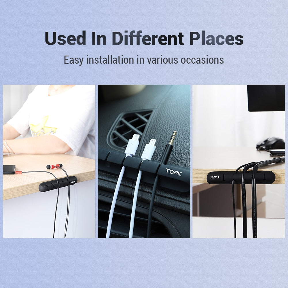 Cable Organizer Silicone USB Cable Winder Desktop Tidy Management Clips Cable Holder for Mouse Headphone Wire Organizer