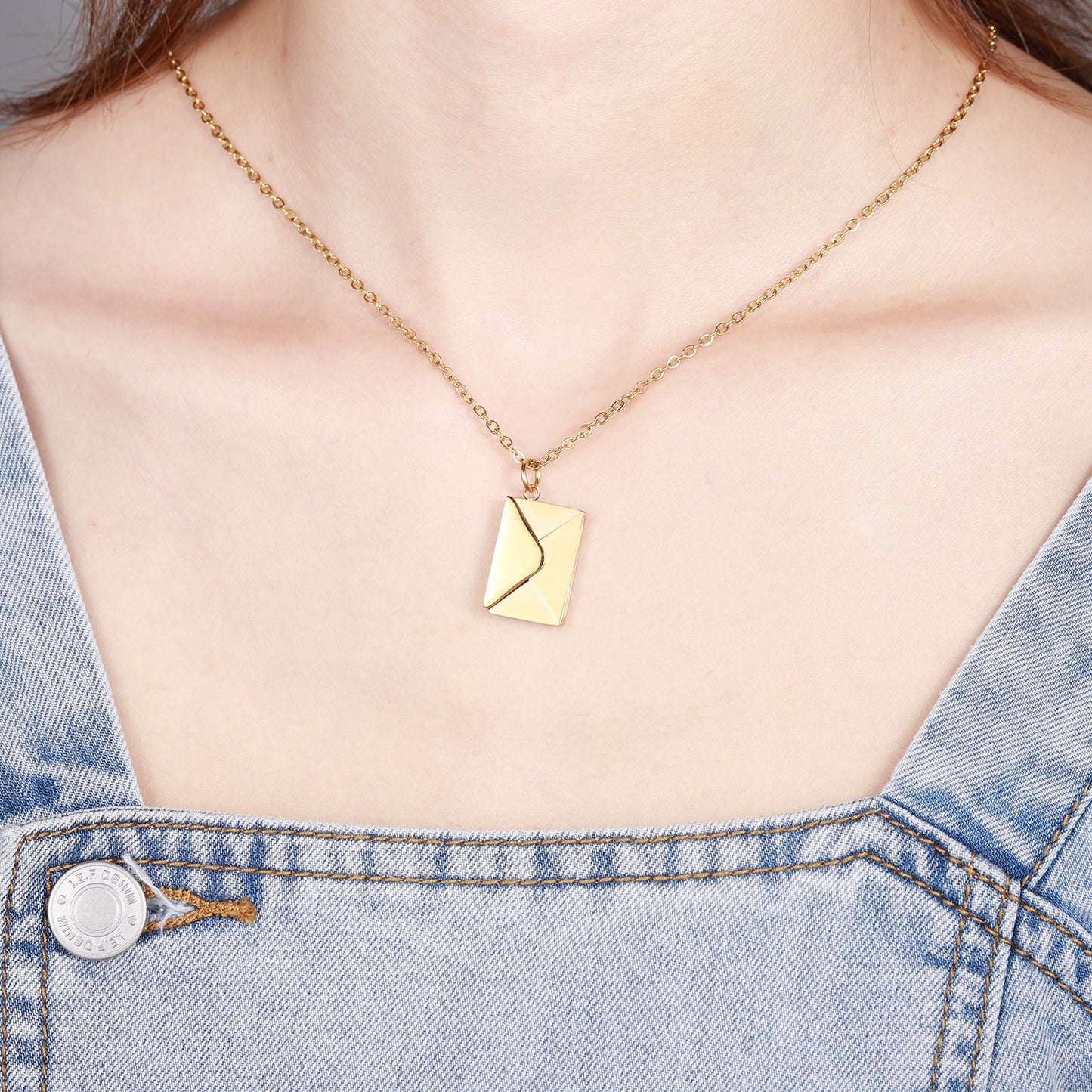 Valentine's Day Love Letter Envelope Pendant Necklace Customized Stainless Steel Jewelry Confession Love You for Valentine Day Mother Day Gift