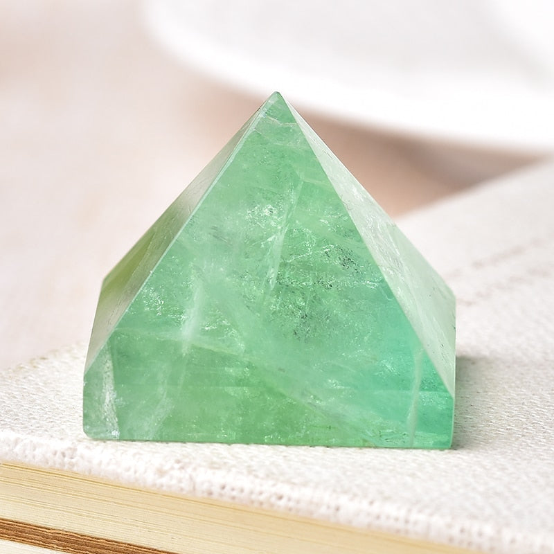 Hot Sale Natural Fluorite Crystal Pyramid Quartz Healing Stone Chakra Reiki Crystal Tiger Eye Point Home Decor Crafts Of Gem Stone 1PC