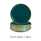 Ceramic Dinner Plates Dinnerware Set Dishes Luxury Green Food Dessert Plate Salad Soup Bowl Tableware Set for Restaurant Hotel