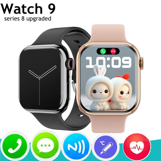 2025 Watch 9 Smart Watch Men Body Temperature BT Call NFC Always on Display Fitness Women Series 8 Smartwatch for Apple Android