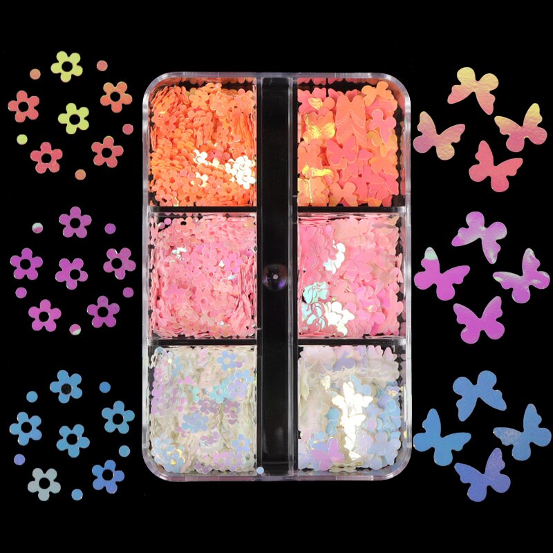 Valentines Day Mixed Love Heart Nail Glitter Red Flake Sequin Powder Decorative Accessories For Professional Nail Art Supplies