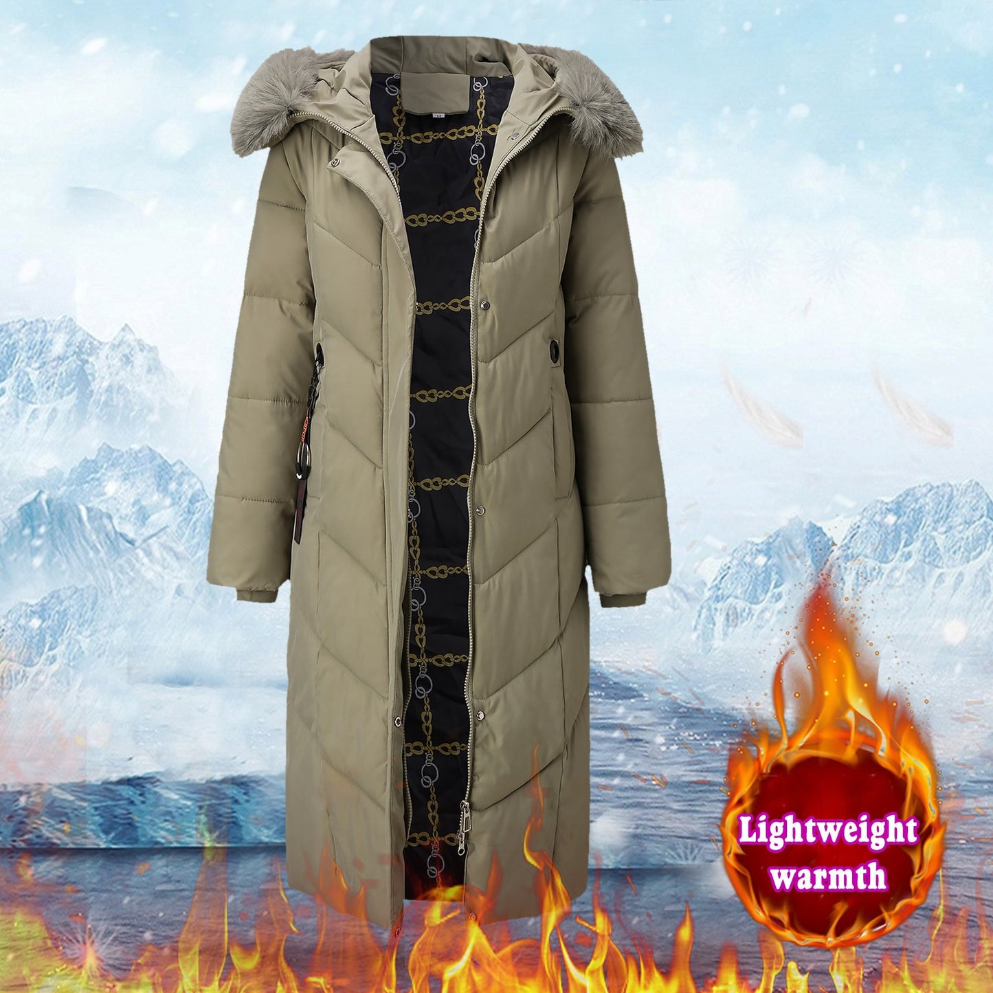Fleece Jacket inside Pockets Women  Long Winter Coat Vest Long Sleeve Warm Down Hooded Winter Jackets for Women