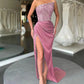 Luxurious Evening Party Dresses Strapless Sleeveless Mermaid Chiffon Floor-Length 2023 New Sequined Classic Prom Dress Women