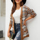 Women Fashion Autumn And Winter Temperament Lozenge Loose Sweater In Long Knit Cardigan Coat Casacos De Inverno Feminino