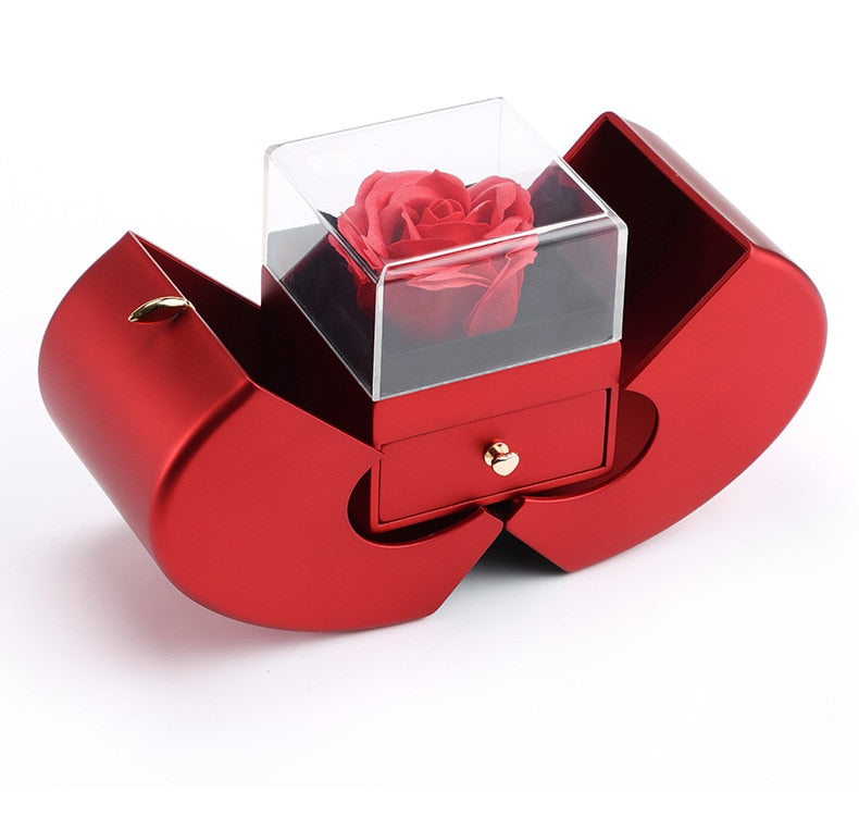 Valentine's Day 2025 Eternal Flower Apple Jewelry Box Christmas Gift Box Rose Flower Birthday Party