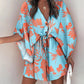 2023 Summer Boho Dresses Women Casual Flora Print Batwing Sleeve Lace-Up Dress Sexy V Neck Loose Ladies Beach Mini Dress Vestido