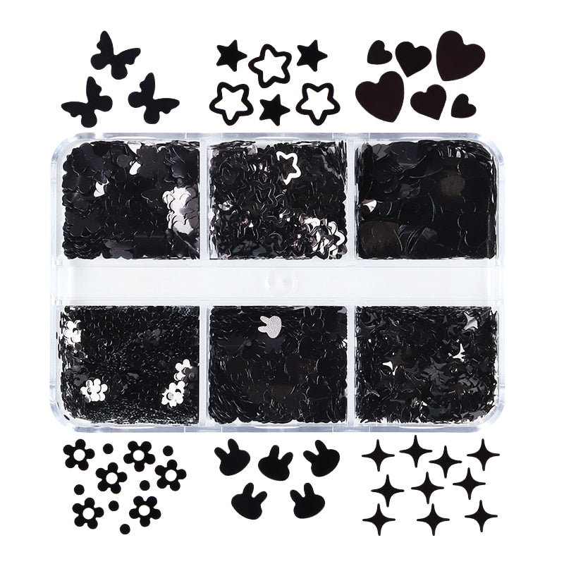 Valentines Day Mixed Love Heart Nail Glitter Red Flake Sequin Powder Decorative Accessories For Professional Nail Art Supplies