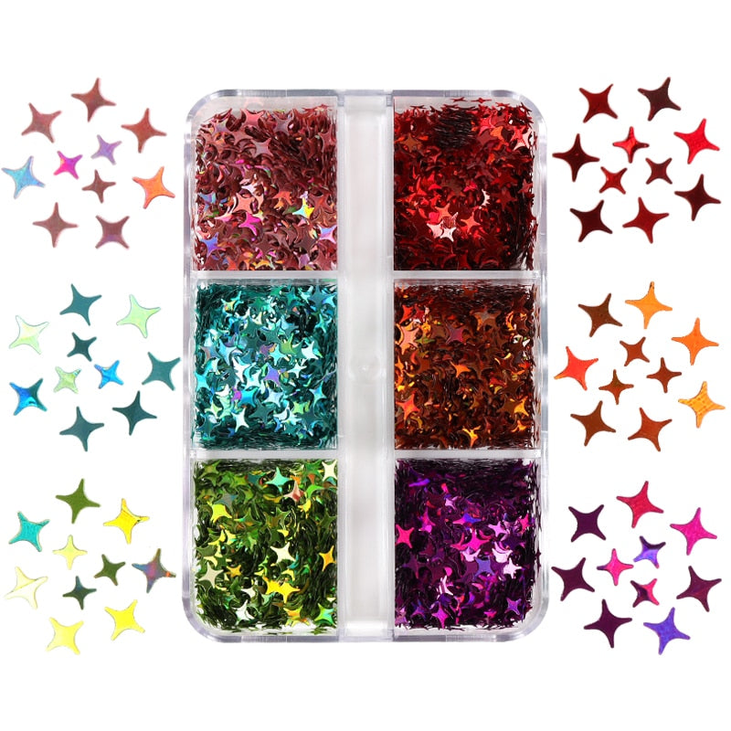 Valentines Day Mixed Love Heart Nail Glitter Red Flake Sequin Powder Decorative Accessories For Professional Nail Art Supplies