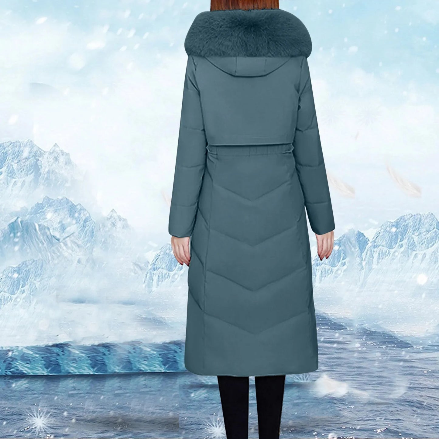 Fleece Jacket inside Pockets Women  Long Winter Coat Vest Long Sleeve Warm Down Hooded Winter Jackets for Women