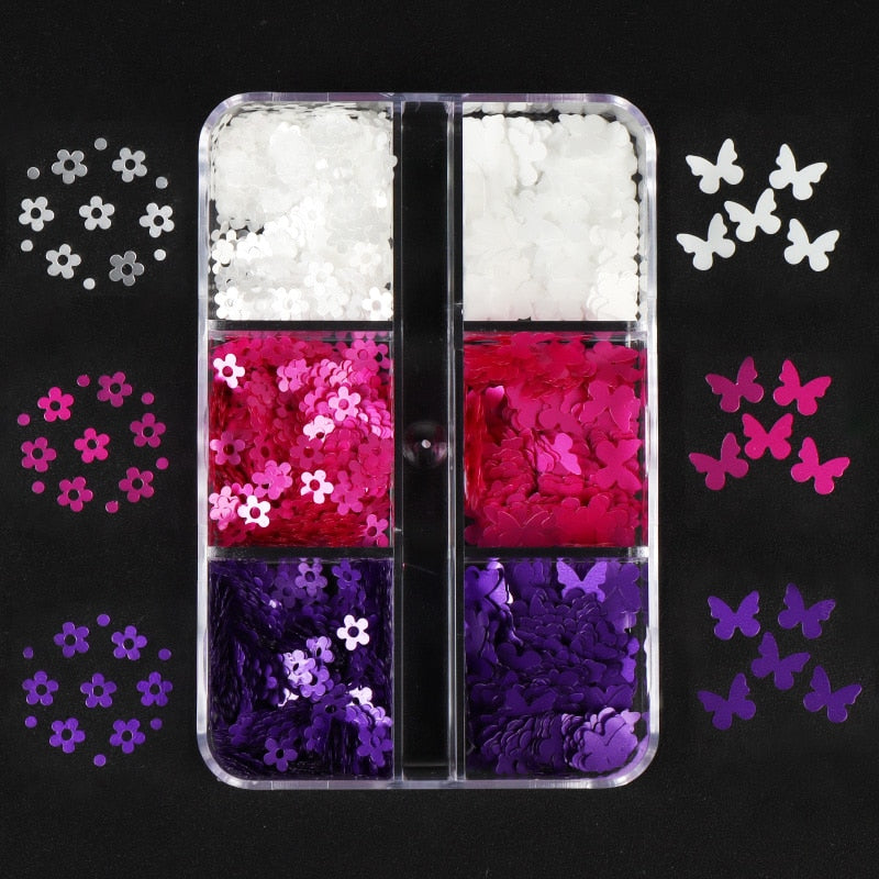 Valentines Day Mixed Love Heart Nail Glitter Red Flake Sequin Powder Decorative Accessories For Professional Nail Art Supplies