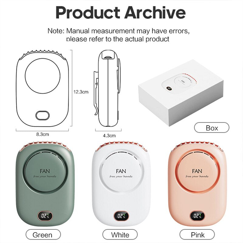 Portable  Hanging Neck Fan Mini Cooling Fans Bladeless USB Rechargeable Sports Cooling Fan For Outdoor Sport Travel