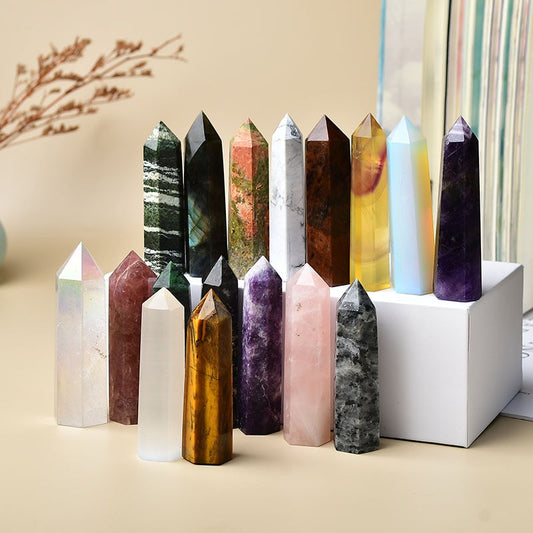 Hot Sale 1PC Natural Crystal Column Quartz Rock Mineral Specimen Crystal Point Quartz Rainbow Wand  Home Decor Reiki Healing Energy Stone