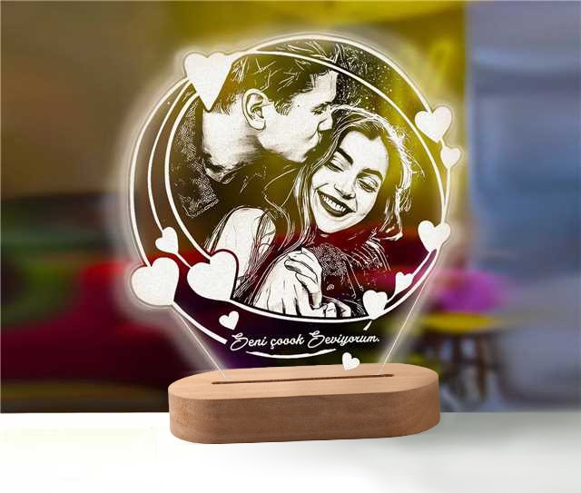 Valentine's Day Personalized 3D Lamp Custom Photo Night Light Heart LED Lamp Name Date On Anniversary Wedding Valentin Day Gift For Her or Him