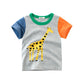 2025 Summer Cartoon Elephant T Shirt Boys Girls Animals Short Sleeve O-Neck T-Shirts Kids Clothes Toddler Cotton Tops