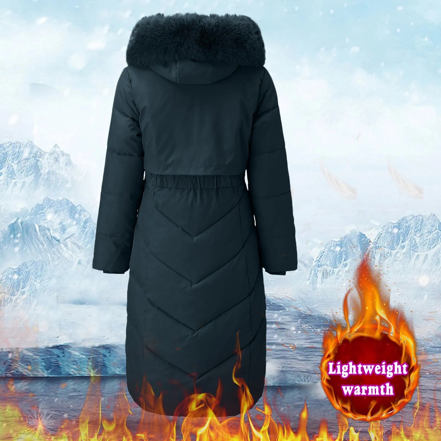 Fleece Jacket inside Pockets Women  Long Winter Coat Vest Long Sleeve Warm Down Hooded Winter Jackets for Women