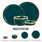 Ceramic Dinner Plates Dinnerware Set Dishes Luxury Green Food Dessert Plate Salad Soup Bowl Tableware Set for Restaurant Hotel