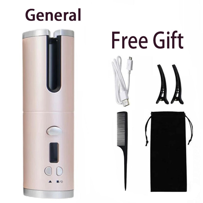 Hair Curler USB Rechargeable Portable Auto Curler LED Display Temperature
