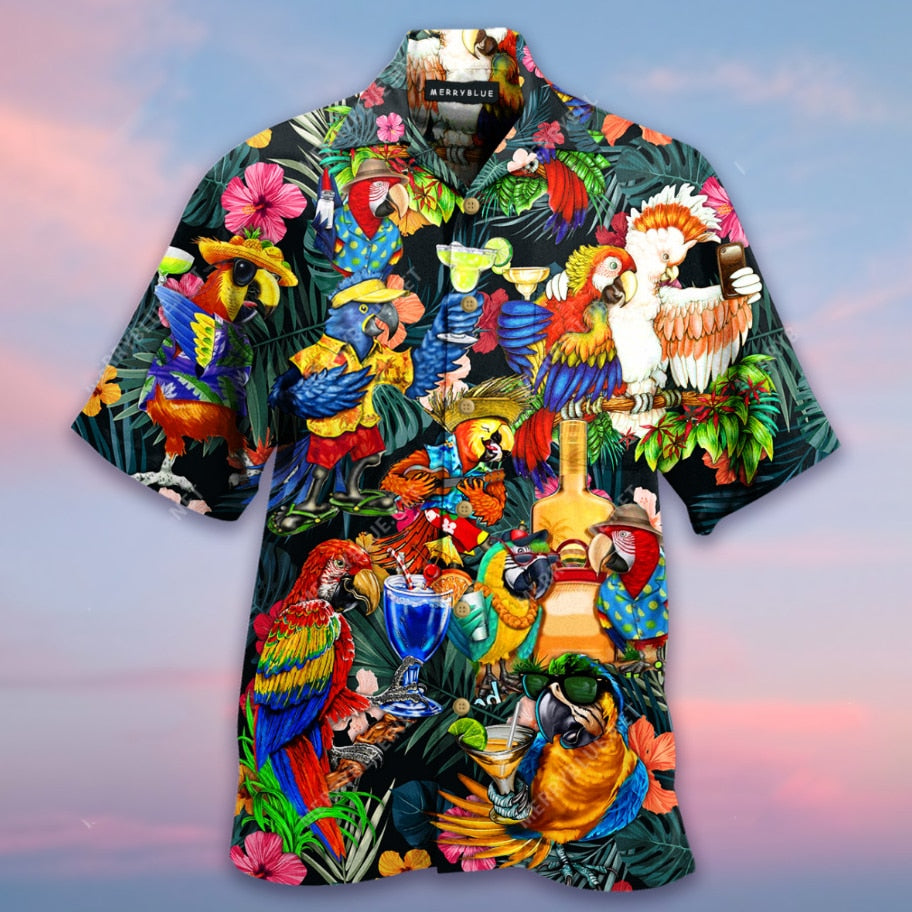 Summer Men&Shirts Cuban Collars Short Sleeves Fun Prints Open Animals Hawaiian Shirts Oversized Clothing Male Blouses
