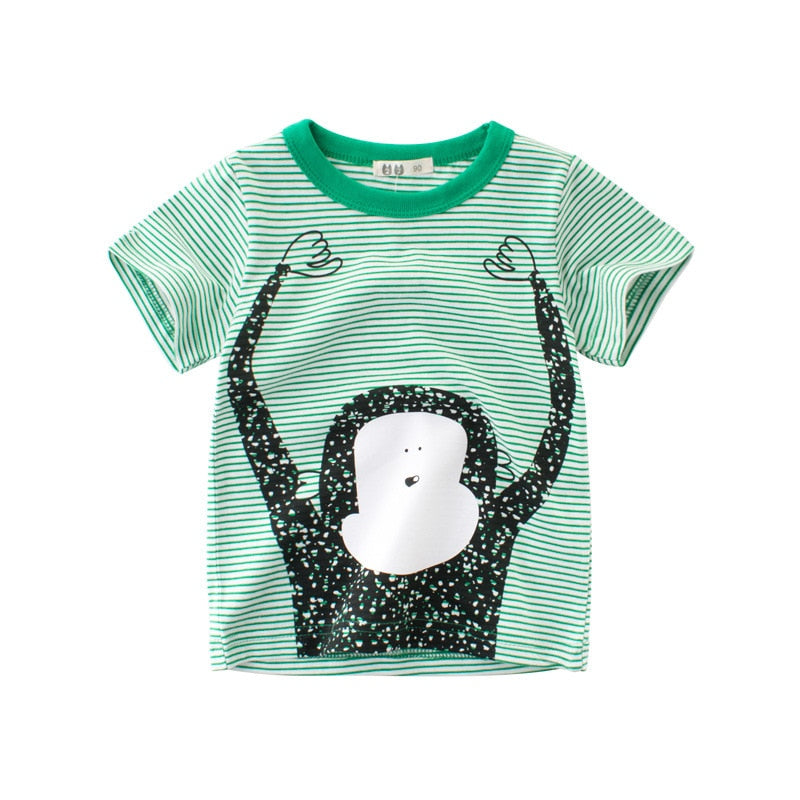 2025 Summer Cartoon Elephant T Shirt Boys Girls Animals Short Sleeve O-Neck T-Shirts Kids Clothes Toddler Cotton Tops