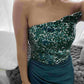 Luxurious Evening Party Dresses Strapless Sleeveless Mermaid Chiffon Floor-Length 2023 New Sequined Classic Prom Dress Women