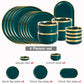 Ceramic Dinner Plates Dinnerware Set Dishes Luxury Green Food Dessert Plate Salad Soup Bowl Tableware Set for Restaurant Hotel