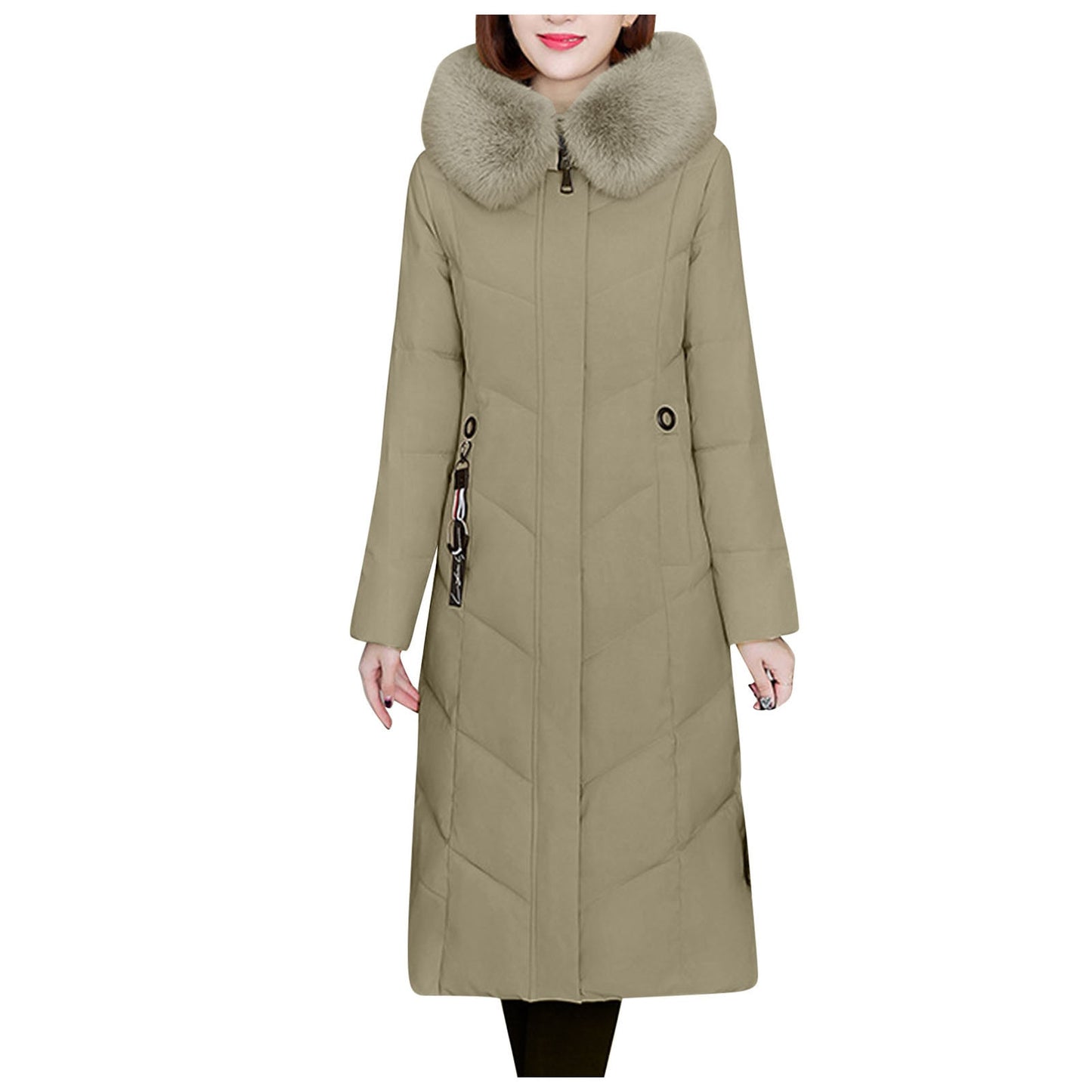 Fleece Jacket inside Pockets Women  Long Winter Coat Vest Long Sleeve Warm Down Hooded Winter Jackets for Women