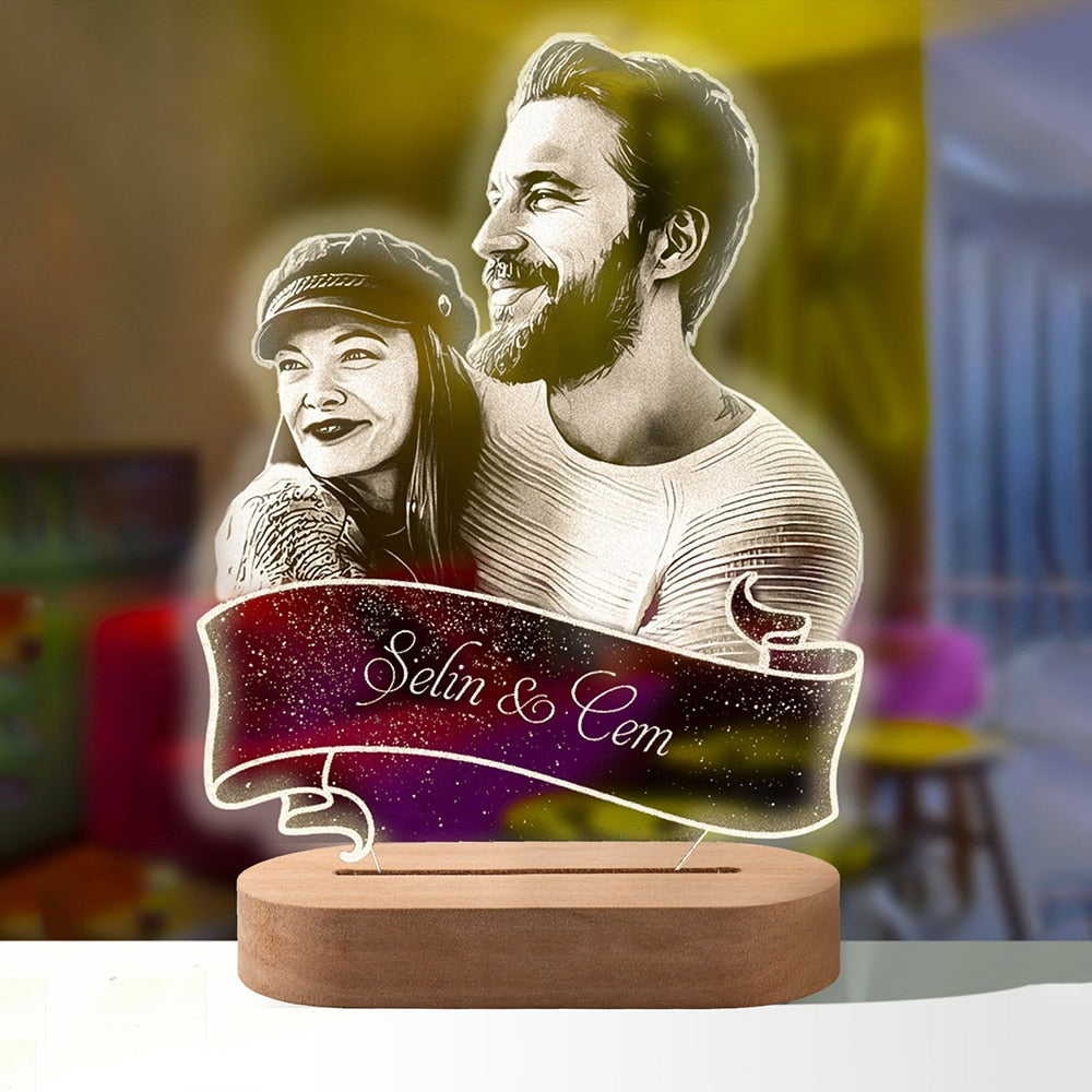 Valentine's Day Personalized 3D Lamp Custom Photo Night Light Heart LED Lamp Name Date On Anniversary Wedding Valentin Day Gift For Her or Him