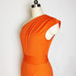Evening Party Dresses for Women Vestidos Orange High Waist Long Skirt Sleeveless Solid Slanted Shoulder Y2k Womens Formal Dress