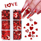 Valentines Day Mixed Love Heart Nail Glitter Red Flake Sequin Powder Decorative Accessories For Professional Nail Art Supplies
