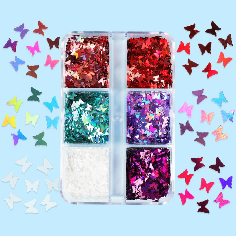 Valentines Day Mixed Love Heart Nail Glitter Red Flake Sequin Powder Decorative Accessories For Professional Nail Art Supplies