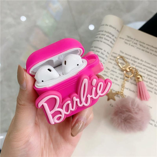 Barbie Bluetooth Earphone Case for Airpods Pro 1 2 3 Anime Cartoon Cute Silicone Protective Soft Cover with Plush Pendant