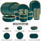 Ceramic Dinner Plates Dinnerware Set Dishes Luxury Green Food Dessert Plate Salad Soup Bowl Tableware Set for Restaurant Hotel