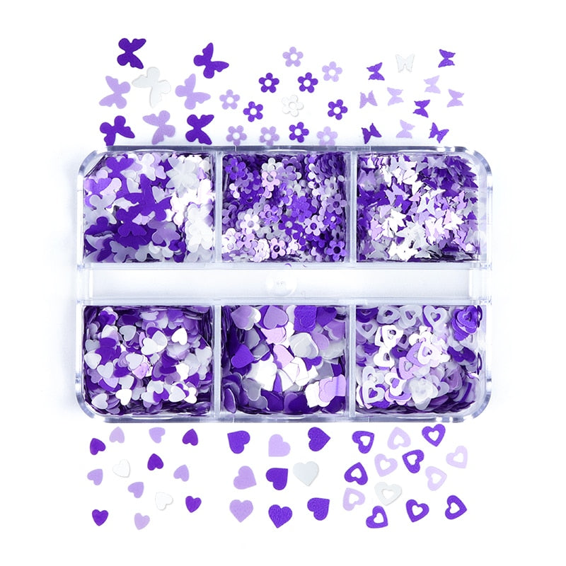Valentines Day Mixed Love Heart Nail Glitter Red Flake Sequin Powder Decorative Accessories For Professional Nail Art Supplies