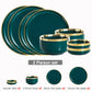 Ceramic Dinner Plates Dinnerware Set Dishes Luxury Green Food Dessert Plate Salad Soup Bowl Tableware Set for Restaurant Hotel