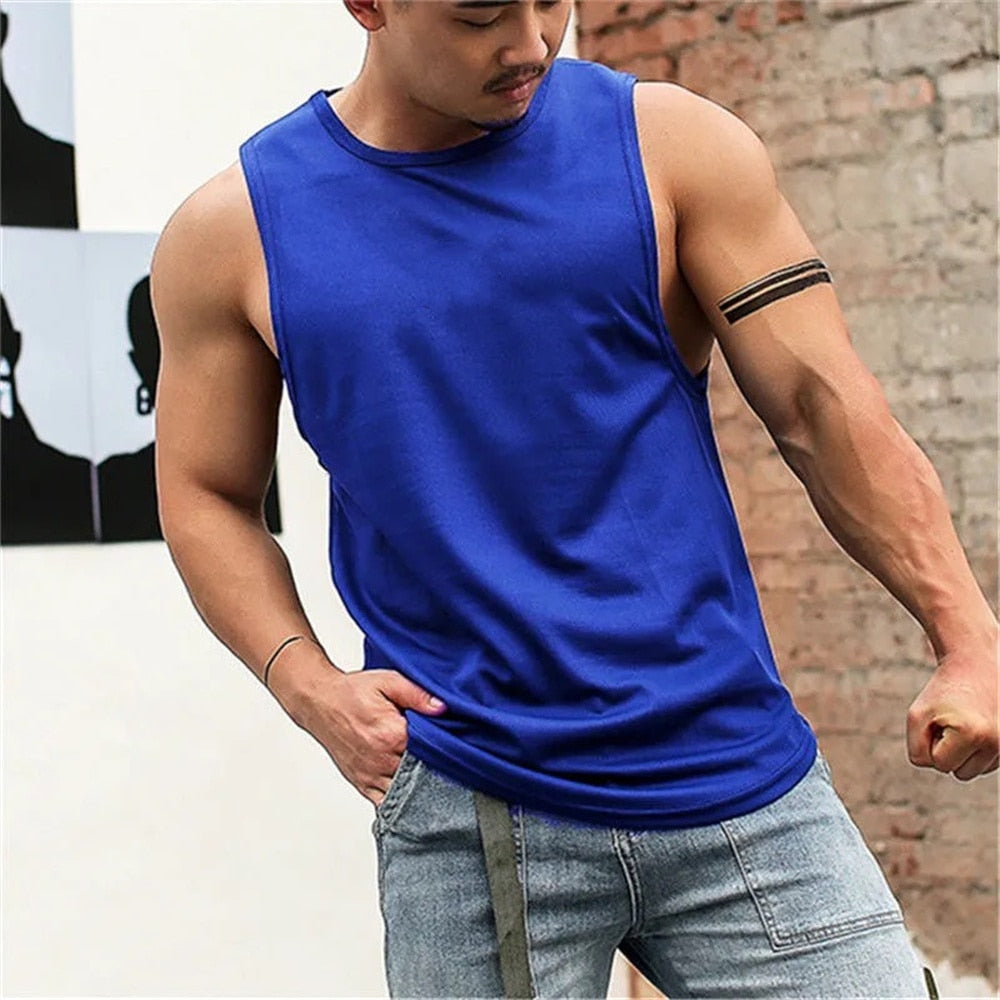Men Tank Tops T Shirt Fitness Jogging Sportswear Sleeveless Singlets  Summer Oversized Quick Dry Gym Vest For Men Clothing