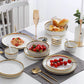 White Porcelain Plates Food Dinner Set Dishes Salad Soup Bowl Ceramic Plates and Bowls Set Tableware Set Service for 4/6/8