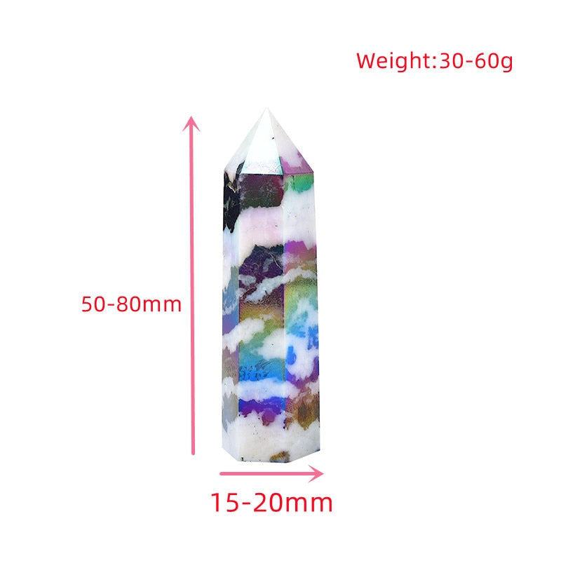 Hot Sale Natural Aura Stone Crystal Point Healing Obelisk Black and White Zebra Quartz Wand Beautiful Ornament for Home Decor Pyramid