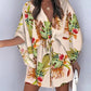 2023 Summer Boho Dresses Women Casual Flora Print Batwing Sleeve Lace-Up Dress Sexy V Neck Loose Ladies Beach Mini Dress Vestido