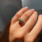 Valentine's Day Double Layer Irregular Zircon Rings For Women Open Stainless Steel Green Crystal Finger Ring Boho Jewelry Valentines Day Gift