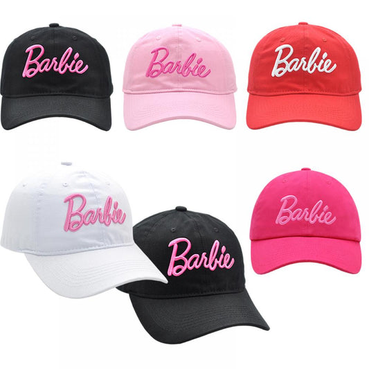 New Barbie Letters Embroidered Baseball Cap Anime Cartoon Fashion Summer Adjustable Sun Caps Outdoor Casual Peaked Hat