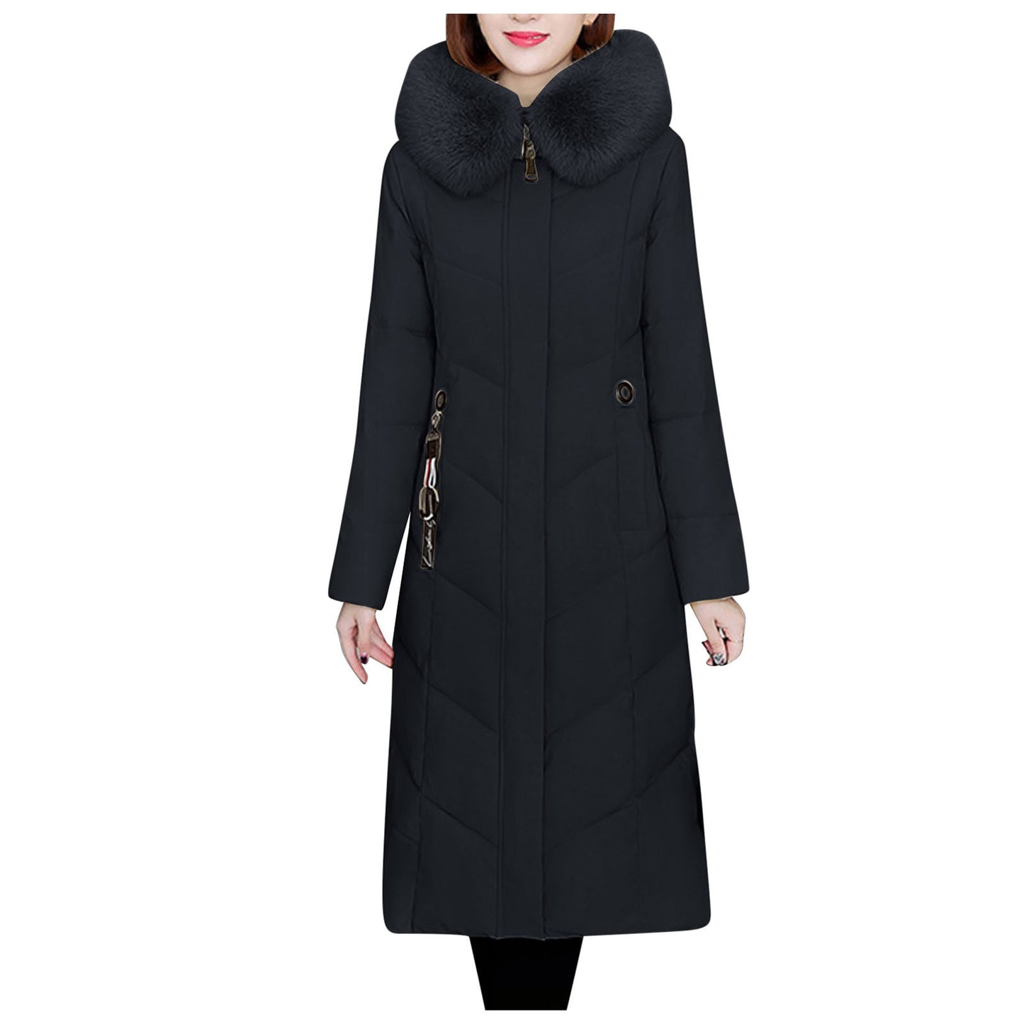 Fleece Jacket inside Pockets Women  Long Winter Coat Vest Long Sleeve Warm Down Hooded Winter Jackets for Women