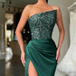 Luxurious Evening Party Dresses Strapless Sleeveless Mermaid Chiffon Floor-Length 2023 New Sequined Classic Prom Dress Women