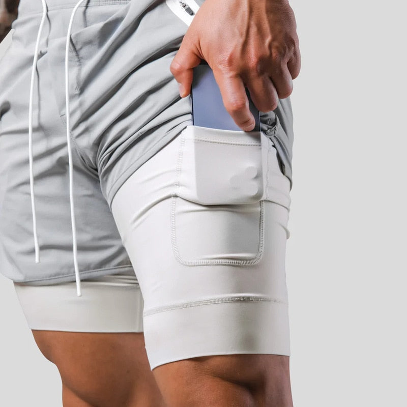 2025 New Street Fashion Shorts In1 Double Layer Quick Dry Sports Style Fitness Jogging Workout Men& Casual Shorts